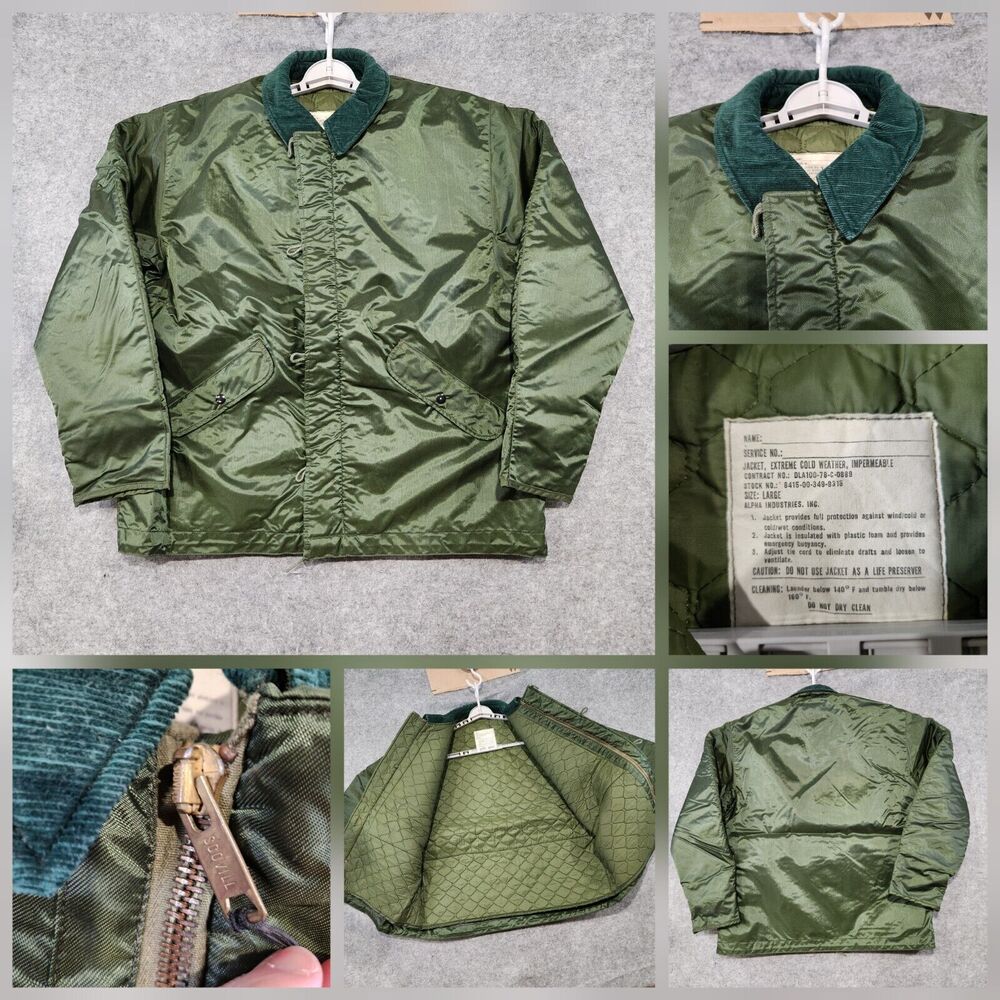 VTG Alpha Industries Extreme Cold Weather Mens L Large Impermeable Bomber Jacket